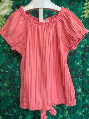 NWOT - Forever Me Girls' Coral Pleated Front-Tie Blouse Sz 10